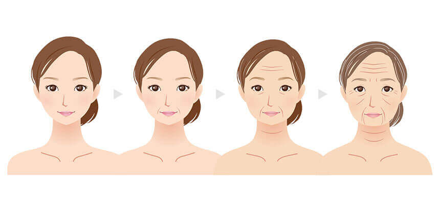年齢とともに目立つ顔のしわ
